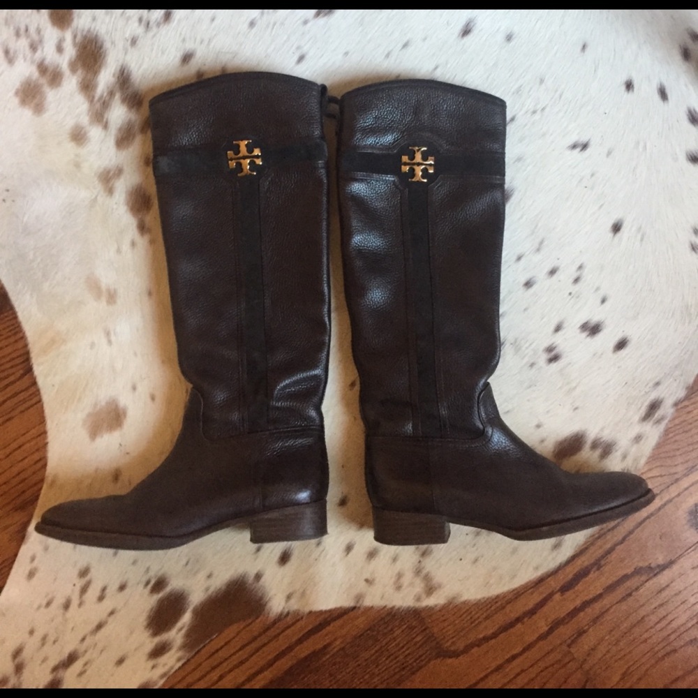Tory Burch Brown Leather Riding Boots sz 8